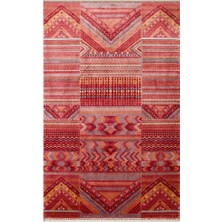 Hoom Rugs Nepal Zr 18 Yün Viskon Tensel Kırmızı Multy Otantik Uşak Desenli Halı
