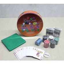 Metal Kutulu 120 Chip ve 2 Adet Iskambil  Kağit Setine Sahip Poker Oyunu ALK3535