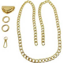 Çanta Aksesuar Seti Üçgen Yaylı Basmalı Kilitli 12MM Alüminyum Zincirli (3 Renk)