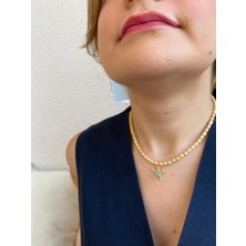 Ahşap Boncuk Deniz Yıldızı Figür Bej Renkli Kolye