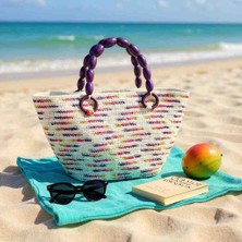 Hasır Görünümlü Omuz Çantası Plaj Çantası