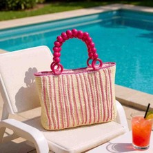 Hasır Görünümlü Omuz Çantası Plaj Çantası