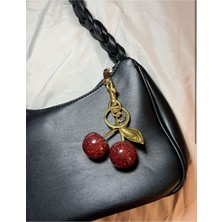 Gold Kırmızı Kiraz Çanta Charmı. Çanta Aksesuarı