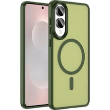 Galaxy S25 Edge Kılıf M-Safe Şarj Özellikli Mat Arka Yüzey Klfs Sio Kapak - Koyu Yeşil