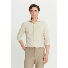 Altınyıldız Classics Tailored Slim Fit Dar Kesim Küçük Italyan Yaka Armürlü Oxford Gömlek