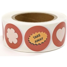 Yapışkanlı Kuşe Etiket 45 mm Kırmızı (Kalp + Yonca Desenli) 1000'LI 1.000 Adet