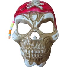 Iskelet Kabartmalı Kurukafa Korsan Boncuklu Halloween Maskesi 1 Adet