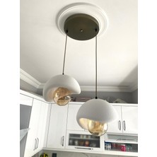 Dream Mode Beton Görünümlü Modern Şık Iskandinav Tarz 2 Başlı Avize (25CM) (Ampul dahil degildir)