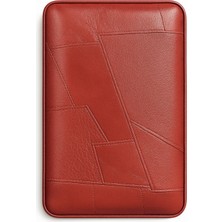 Cohiba Dahili Çakmaklı Bordo Desenli Deri Puro Taşıma Çantası - Seyahat Humidoru