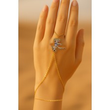 Altın Renk  Fiyonk Beyaz Taş Çelik Şahmeran - 3509