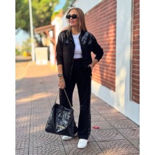 Mottisfashion Kadın Iki Iplik Kumaş Pul ve Fermuar Detaylı Ikili Takım