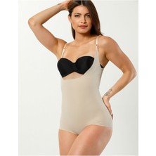 Kadın Ten Göğüs Destekli Body 2 Beden Incelten Hayalet Korse