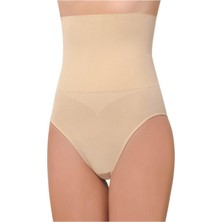 Kadın Bej Toparlayıcı Silikonlu Yüksek Bel Slip Korse