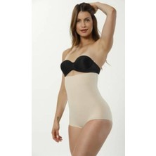 Kadın Bej Ten Kontrol Yüksek Bel Slip Korse