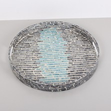Mylamp Pure Sedef 40 X4,5cm. Black/blue Sedefli Mozaik Tepsi