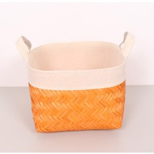 Mylamp Humi 30X30X23 cm Doğal Bambu Turuncu M Sepet