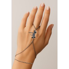 Gümüş Renk Beyaz Taş Fiyonk Çelik Şahmeran - 3562