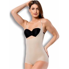 Kadın Ten Rengi Lazer Kesim Göğüs Destekli Body Korse