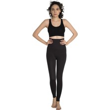 Kadın Siyah Dikişsiz Günlük Giyim Korseli Tayt