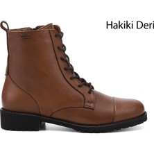 GÖNDERİ Kadın Vizon Antik  Fermuarlı Kauçuk Taban Hakiki Deri Postal Bot