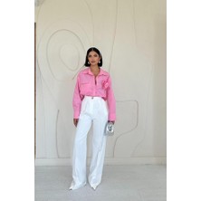 Mottisfashion Pembe Fleto Cepli Poplin Gömlek