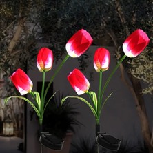 Güneş Enerjili 3 Kafalı Lale Işıkları Dış Mekan LED Aydınlatma Solar Tulip Lights