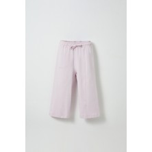 Lila Nakış Detaylı Rahat Paça Pantolon