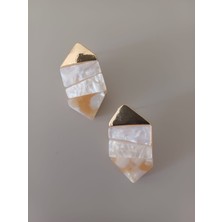 Krem Gold Üçgen Küpe