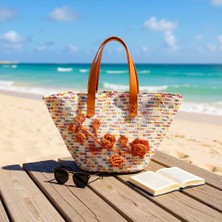 Hasır Görünümlü Omuz Çantası Plaj Çantası