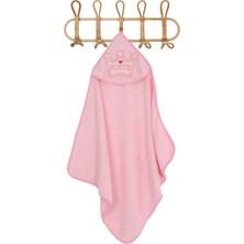Babyshez %100 Pamuk Yenidoğan Bebek Kundak Nakışlı Banyo Havlu Pembe