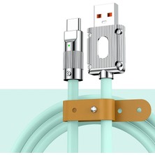 Cmk 120W 6A LED Işıklı 180° Döner Başlıklı Süper Hızlı Silikon Type-C Şarj Kablosu