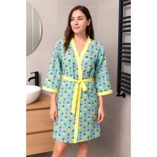 Baskılı Müslin Kimono Bornoz – Unisex | %100 Pamuk Yumuşacık 2 Katlı Doğal Kumaş - ZTMBB10