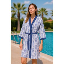 Baskılı Müslin Kimono Bornoz – Unisex | %100 Pamuk Yumuşacık 2 Katlı Doğal Kumaş - ZTMBB10