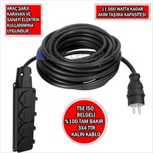 4'lü 55 Metre 3x4 Ttr Tam Bakır Kalın Kablolu Bem-Ba Kauçuk Grup Priz