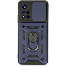 Xiaomi Poco M4 Pro 5g Kılıf Pars Lens Yüzüklü Silikon - Lacivert - UST5511-9311