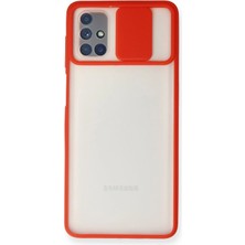 Samsung Galaxy M51 Kılıf Palm Buzlu Kamera Sürgülü Silikon - Kırmızı - UST6503-7426