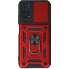 Xiaomi Poco M4 Pro 4g Kılıf Pars Lens Yüzüklü Silikon - Kırmızı - UST1754-7960