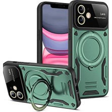 iPhone 11 Kılıf Joy Lens Standlı Kapak - Koyu Yeşil - UST2529-8249