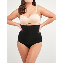 1 Beden Incelme Dikişsiz Slip Yüksek Bel Korse 2'li Paket Ten ve Siyah Renk