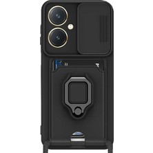 Vivo Y27 Kılıf Zuma Kartvizitli Yüzüklü Silikon - Siyah - UST5280-6260