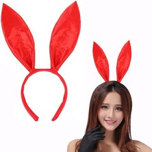 Kırmızı Saten Şekil Verilebilir Tavşan Kulak