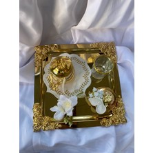 Söz Tepsisi Gold Nişan Tepsisi 22 cm Damat Kahvesi Söz Nişan