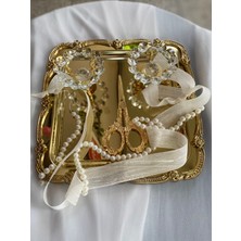 Söz Tepsisi Gold Nişan Tepsisi 22 cm Damat Kahvesi Söz Nişan