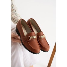 Albishoes Anatomik Kadın Babet Zincir Tokalı Hafif Rahat Taban Şık Günlük Ayakkabı Anne Ayakkabısı