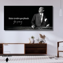 Panoramik Kanvas Makam Panosu Atatürk Sözleri Bütün Ümidim Gençliktedir.
