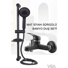 Siyah Sürgülü Banyo Duş Seti Siyah Mix Banyo Bataryası Duş Seti