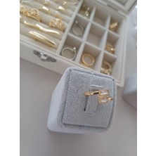 Iki Taşlı Gold Renk Yüzük