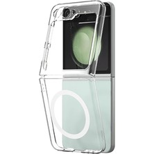 Samsung Galaxy Z Flip 6 Kılıf Darbe Emici Magsafe Şarj Şeffaf Arka Yüzey Sert Silikon Kapak