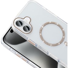 iPhone 16 Pro Kılıf Parlak Taşlı Tasarım Magsafe Şarj Şık Parıltı Araç Tutucu Uyumlu Kapak