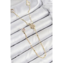 Pirinç Zirkon Taşlı Kutup Yıldızı Model Gold Renk Y Kolye